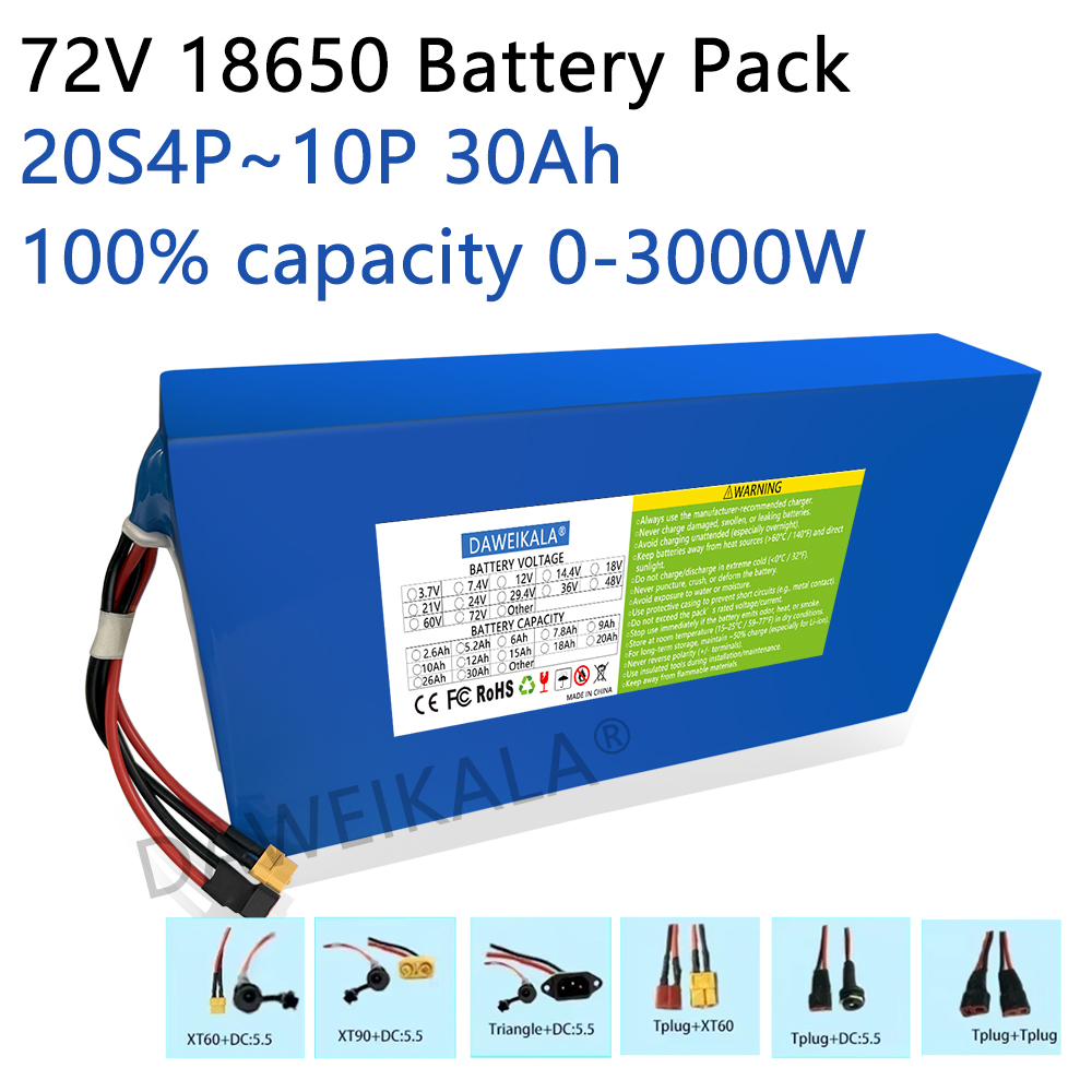 Electric Bicycle Battery 72V 30Ah - Paket Baterai 72V 12Ah-30Ah 18650 Baru