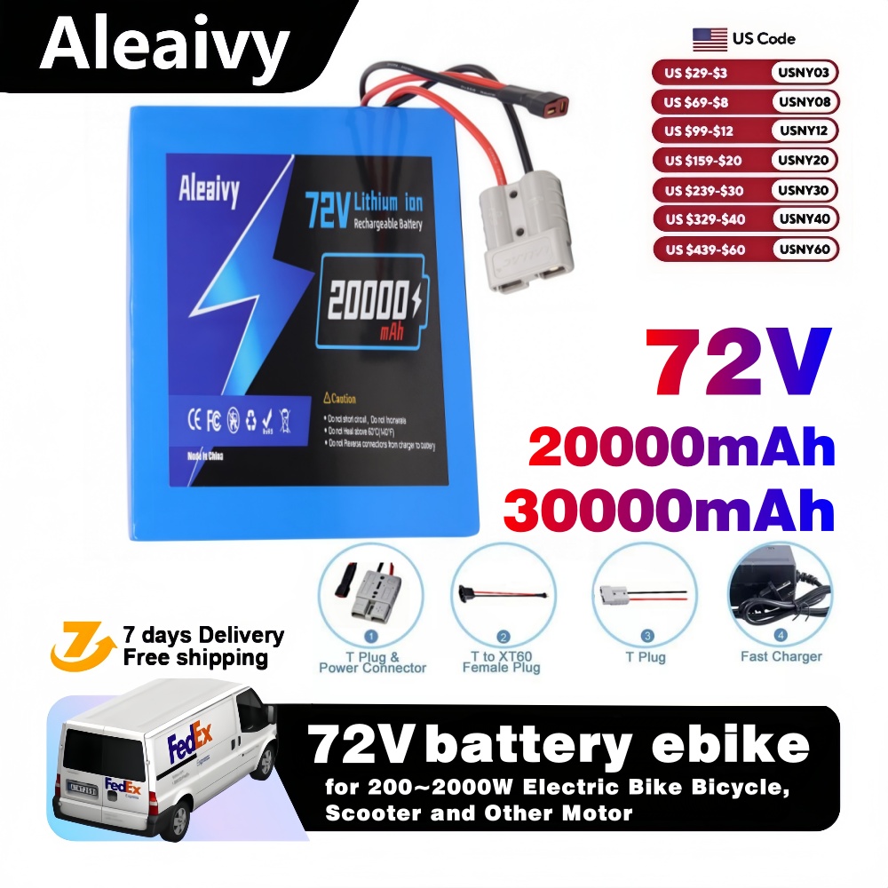 Electric Bicycle Battery 72V 30Ah - Dikirim dari AS, Paket Baterai Li-Ion