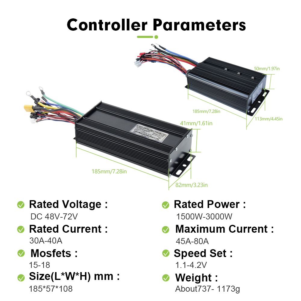 Kontroler E-bike 3Mode 48V 52V - Sine Wave Controller 48V 72V 80A ulasan dan harga