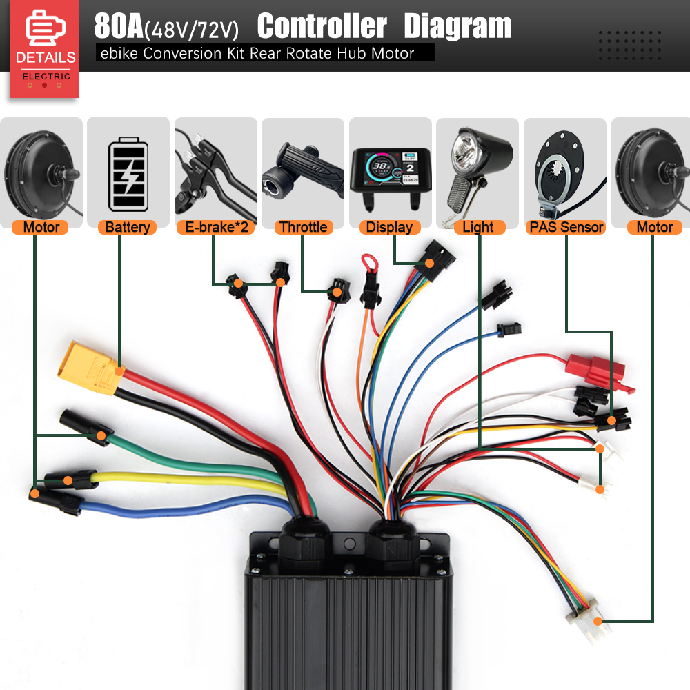 Kit Konversi Sepeda Listrik 72 - 72V 5000W Hub Motor Kit ulasan dan harga